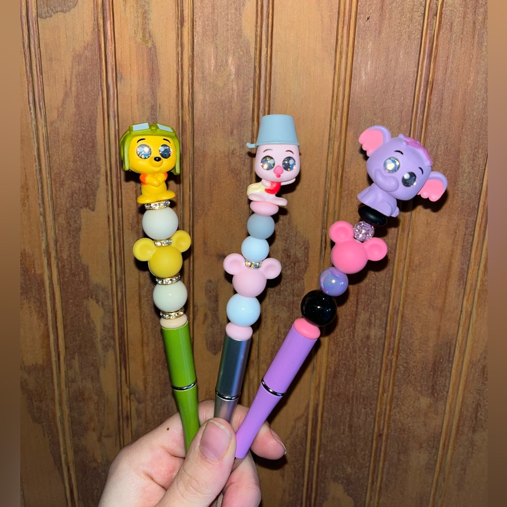 Pooh and friends ( Lumpy and Piglet ) Disney 3PC Beaded Ballpoint Pens Set